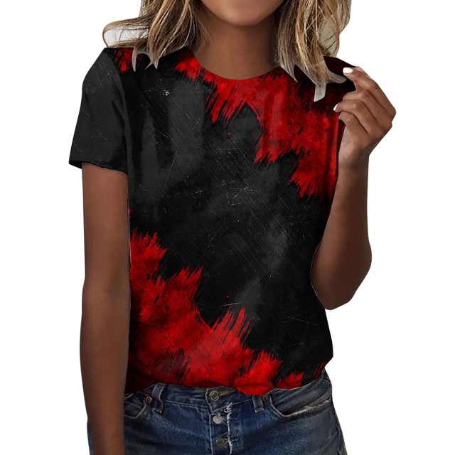 Gibobby Casual Playera de Manga Corta para Mujer Túnica holgada para mujer, camisetas informales verano, camiseta Floral manga corta con cuello redondo, blusa holga(AA,CH)