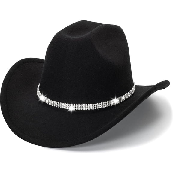 DOVACKA Western Cowboy Hat for Men Women Classic Fedora Hat with Buckle Belt ,Black