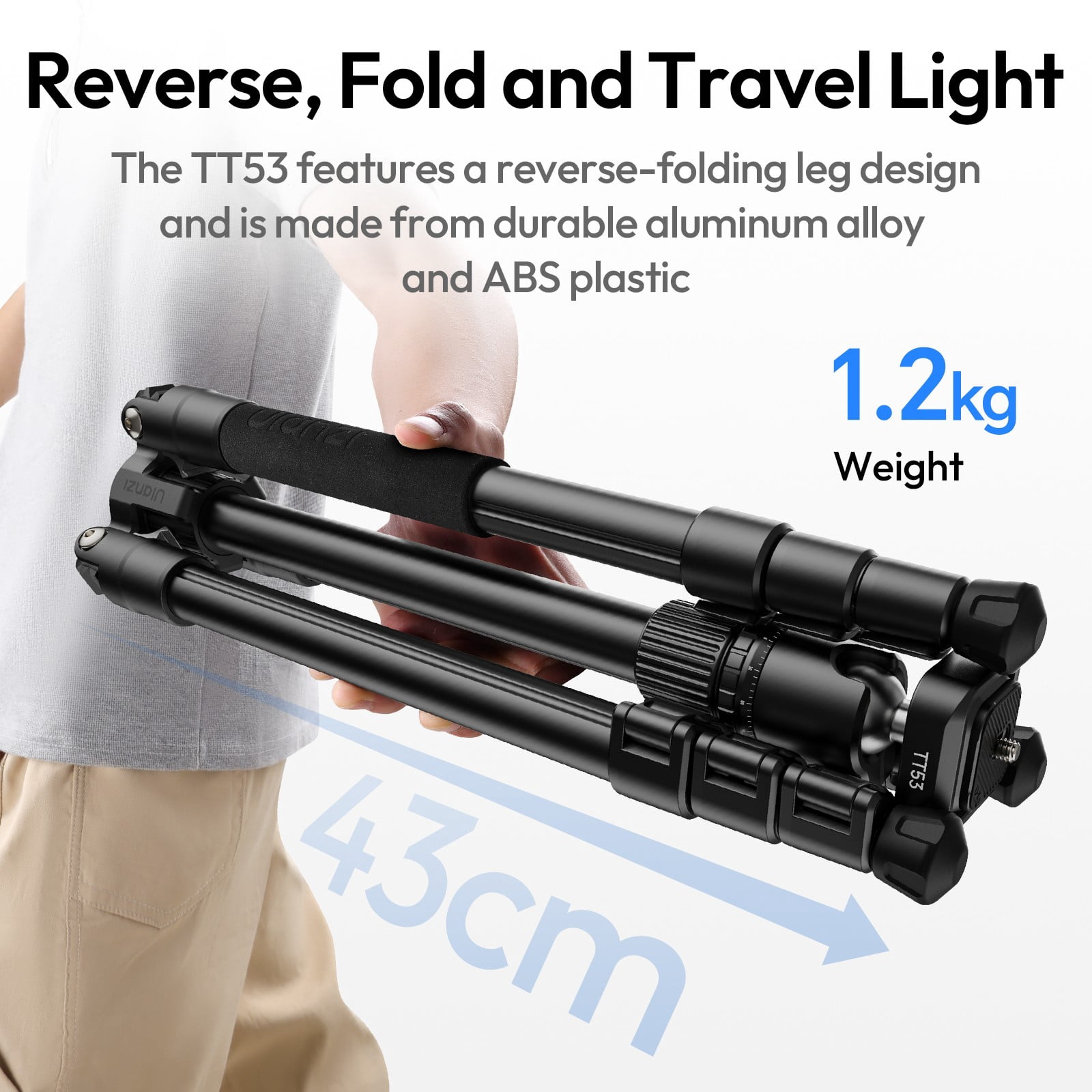 Ulanzi TT53 Traveler Uka Tripod – 180cm Lightweight Aluminum Travel Tripod with Quick Release Plate & 360° Ball Head for DSLR, Mirrorless, and Smartphone Cameras