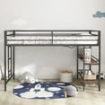 thumbnail image 5 of DreamBuck 49'' Tall Junior Metal Loft Bed with Shelves, Metal Loft Bed Twin with Ladder and Full-Length Guardrails, Twin Loft Bed for Teens, Boys, Girls, No Box Spring Required, Noise Free, 5 of 9