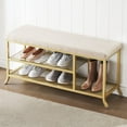 thumbnail image 2 of Geetinfly Shoe Rack with Bench,2 Tier Shoe Bench Soft Cushion,Entryway Metal Shoe Bench,Gold, 2 of 7