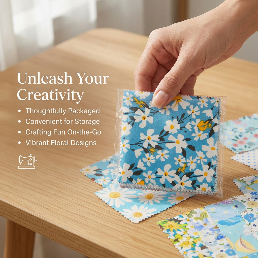 iMzoon 42Pcs Blue 10" Fabric Squares with Wavy Edges | Cotton Fat Quarters Bundles, Quilting & Sewing Supplies, Blue Craft Swatches