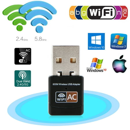 EEEKit 600Mbps Mini Dual Band 2.4/5 GHz Wireless USB WiFi Adapter LAN Network Dongle 802.11ac/a/b/g/n for Laptop Desktop PC Windows XP/7/8/10,Mac OS X