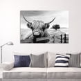 thumbnail image 3 of HFDF Wall Art Black and White Landscape Pasture Canvas Modern Highland Cow Artwork Hairy Cow Cute Animal Prints Posters Ready to Hang for Living Room Bedroom Home Farmhouse Decor 16x12inch Framed, 3 of 7