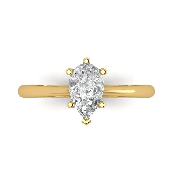Solitaire Engagement Ring for Women - 1ct Moissanite in 14K Yellow Gold Promise Ring