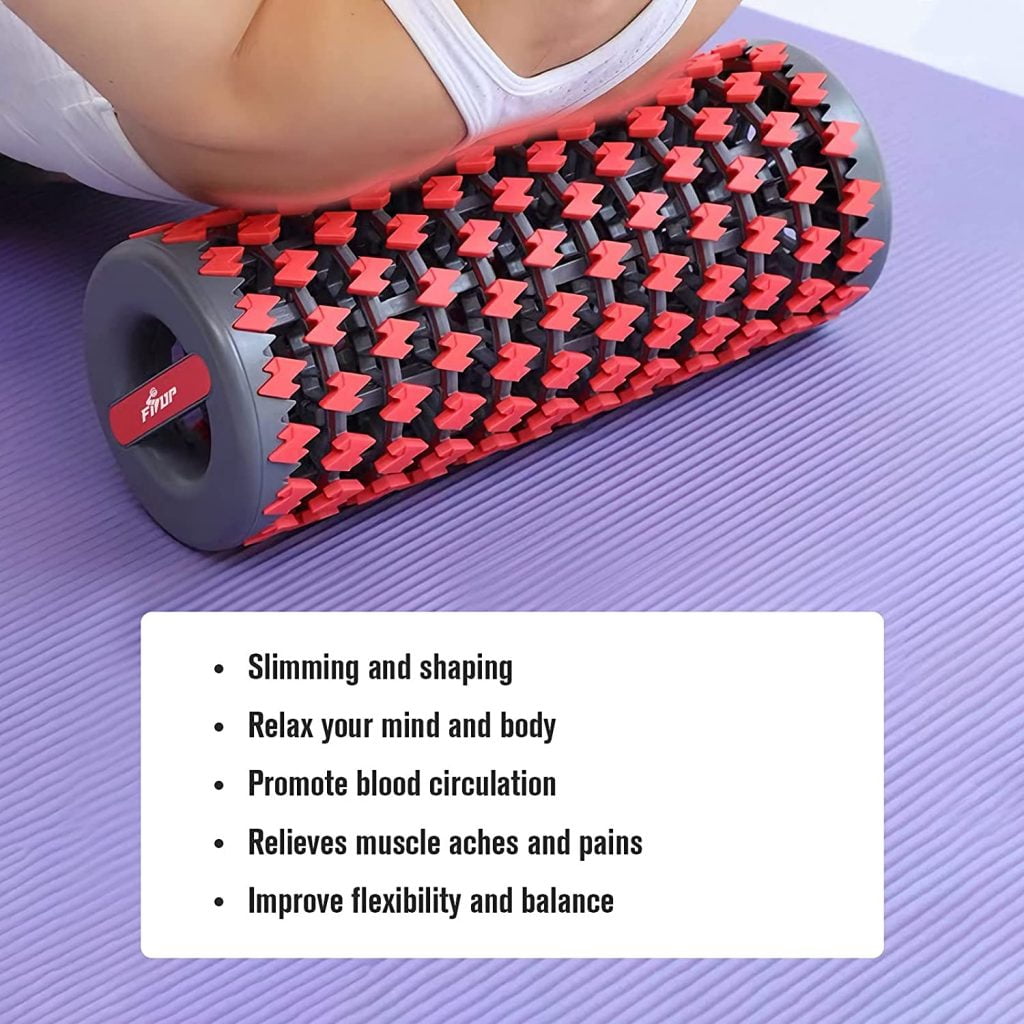 FISUP Collapsible Foam Roller Massager Muscle Therapy Yoga Block for Home Fitness Exercise Equipment, Gray