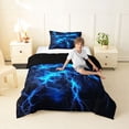 thumbnail image 4 of Homewish Blue Wild Lightning Twin Comforter Sets,Modern Abstract Art Bedding Set,Black Reversible,2pcs,1 Comforter and 1 Pillowcase, 4 of 7