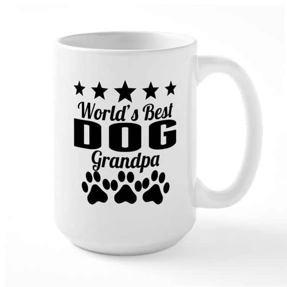 CafePress - World's Best Dog Grandpa Mugs - 15 oz Ceramic Large White Novelty Mug