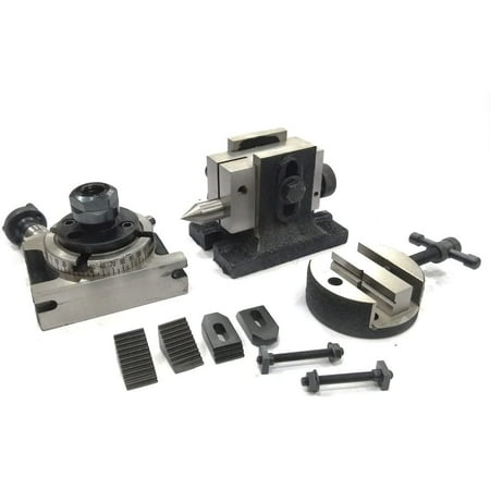 

Assorts Rotary Table 3 / 80 mm With Er16 Collet Adaptor M6 Clamp Kit Round Vice & Suitable Tailstock