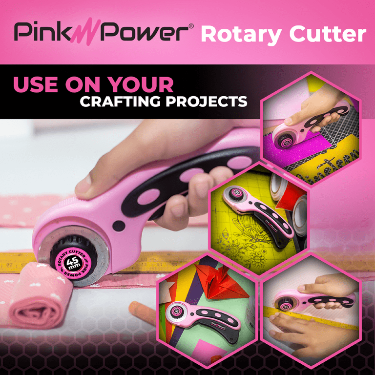 Pink Power Electric Scissors W/ 2 Blades for Fabric Paper and