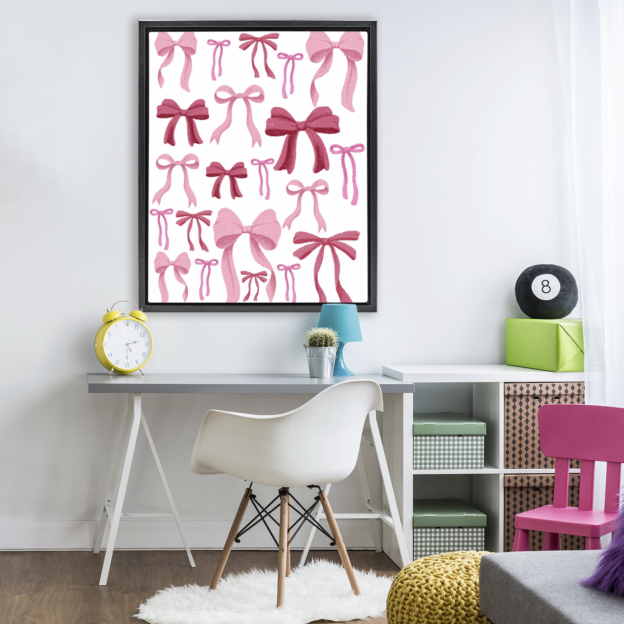 Stupell Industries Bows All Over Pink & Red Black Framed Floater Canvas Wall Art, design by Marcus Prime