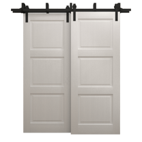 Sliding Closet Barn Bypass Doors 36 x 80 inches | Ego 5010 Painted White Oak | Modern 6.6ft Rails Hardware Set | Wood Solid Bedroom Wardrobe Doors