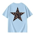 thumbnail image 5 of LIIPEE Girls Shirts Cartoon Leopard Printed Short Sleeve Round Neck Tshirt Girl Versatile Party Tee Shirts,Light Blue,12-13 Years, 5 of 6