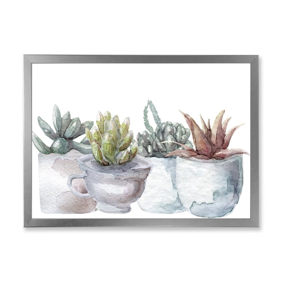 Designart 'Succulent and Cactus House Plants IV' Farmhouse Framed Art Print