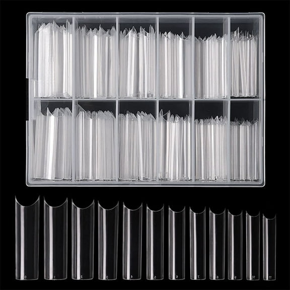 Fake Tips Clear False Acrylic Coffin Nails Full Cover Long Traceless Artificial Nails with Box for Salons and