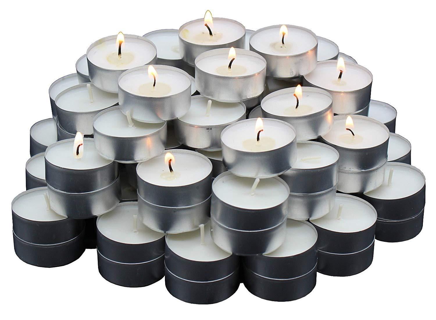 MontoPack White Tealight Candles Bulk 125 Pack Paraffin Pressed Wax