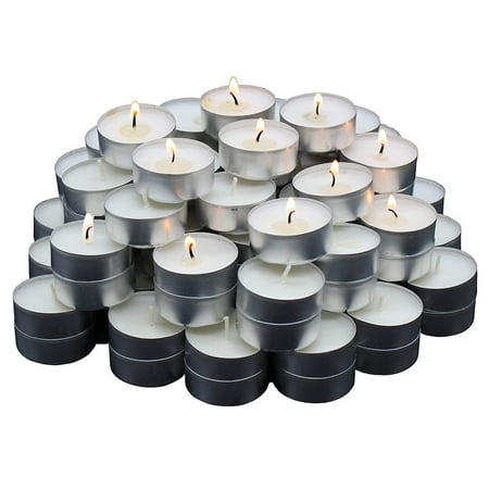 MontoPack White Tealight Candles Bulk 125 Pack | Paraffin Pressed Wax, Smokeless, Unscented, Dripless, Long Lasting Burning | for Home Decor, Table Centerpieces, Birthday Parties,