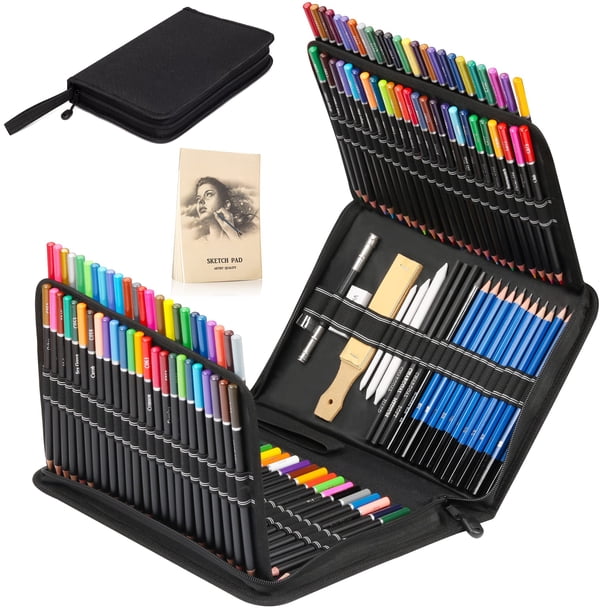 Set de lápices de dibujo KALOUR 144 piezas con estuche de viaje