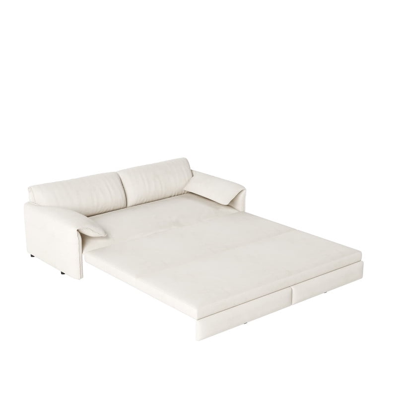 Convertible Queen Size Pull Out Sofa Bed, 3-in-1 Velvet Sleeper Sofa with Side Pocket, Modern 63.8'' Futon Couch for Living Room, Apartment