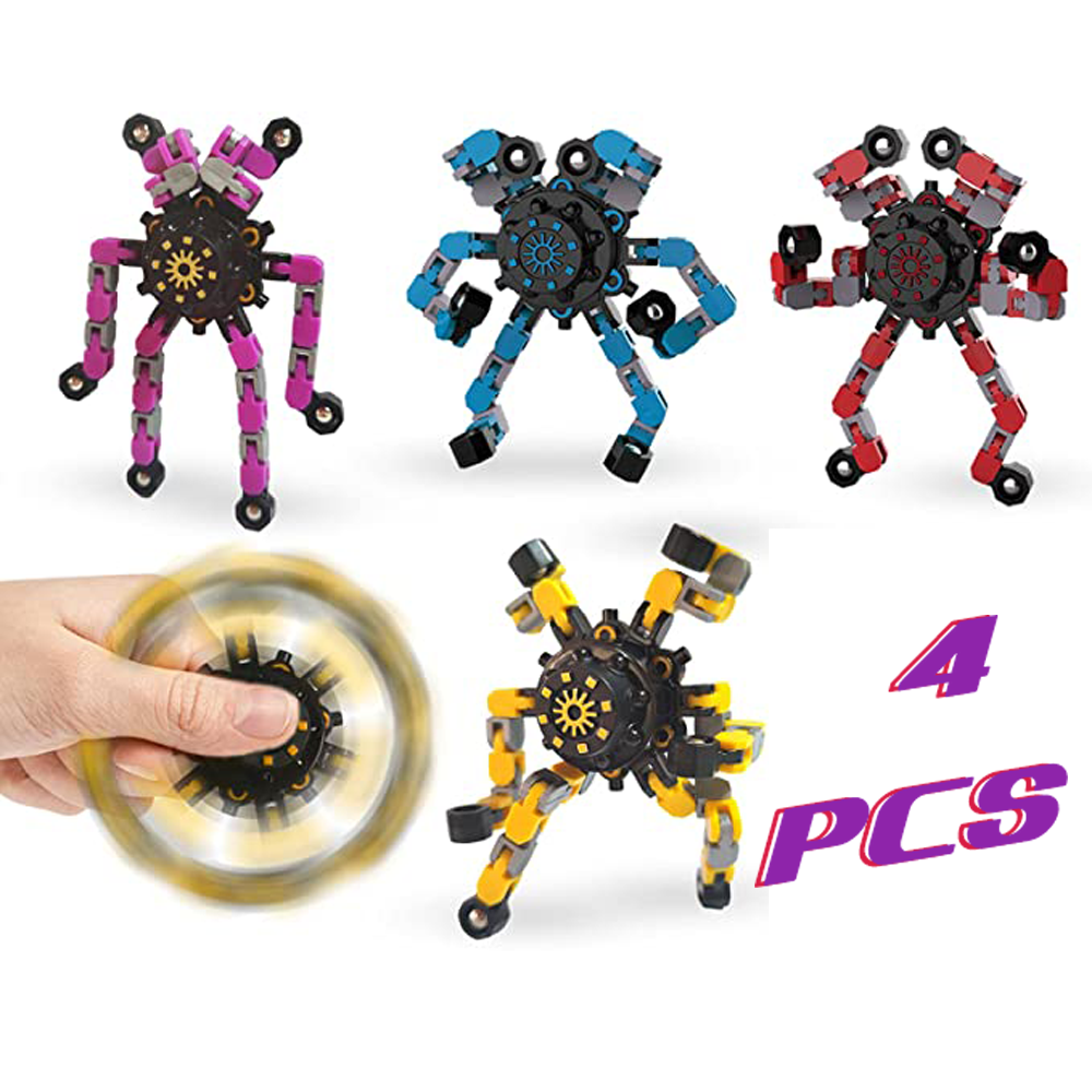 Sunisery 6Pcs Deformable Fidget Spinner Robot Toys, Deformable Fidget  Spinner Fingertip Gyro, DIY Chain Fidget Toys Robot Spinner 