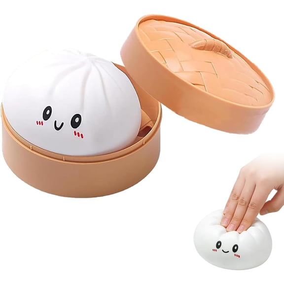 Giant Mystery Dumpling Squishy, Dumpling Squishy Stress Balls, with Steamer Box, Soft Squeeze Dumplings Squishys for Stress Relief, Squishy Dumpling Fidget for Adults