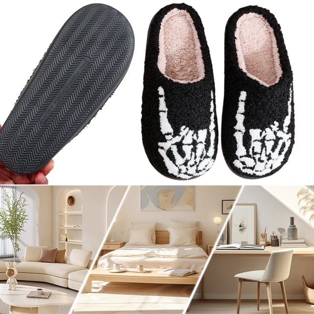 Pantuflas Peludas Suaves para Halloween Felpa Antideslizantes Cómodas El Invierno