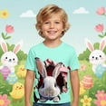 thumbnail image 2 of Huowey Toddler Girls Easter Bunny Shirts Cute Graphic Short Sleeve Crewneck Loose Relaxed Fit T Shirts For Boys Colorful Holiday Graphic Tees Soft Casual Kids Top Truck dailywear,Mint Green,6-7 Years, 2 of 4