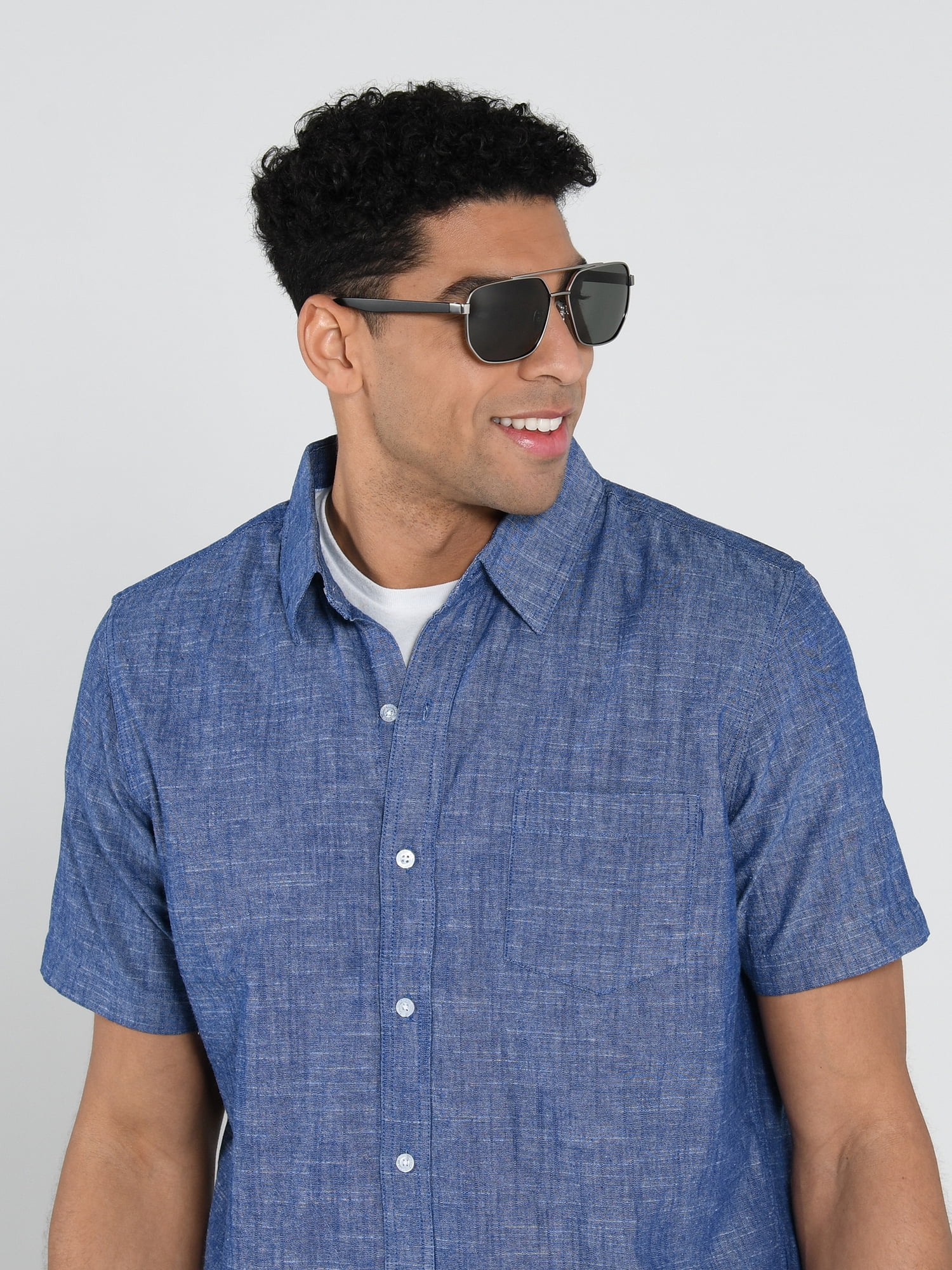 Foster Grant TruPolar Gunmetal Geometric Men's Polarized Sunglasses