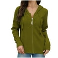 thumbnail image 3 of Pxxlle Knit Hoodie Sweater for Women Zip Up Sweatshirts Casual Long Sleeve Hooded Sweatshirt Solid Color Fall Winter Hooded Sweaters Army Green S, 3 of 10