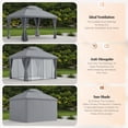 thumbnail image 6 of Vitarpatio 10'x13' Outdoor Patio Gazebo with Double Roof, Mosquito Netting & Privacy Curtains, Outdoor Gazebo Tent Metal Frame Heavy Duty Backyard Canopy Shelter, Gray, 6 of 13