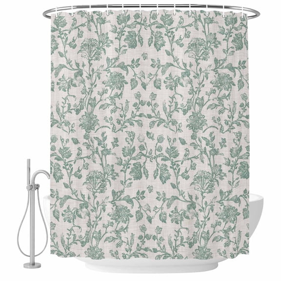 Decorative Shower Curtain Farmhouse Fabric Waterproof Bath Shower Curtains Bathroom Accessories Turquoise Farmhouse Shower Curtain 48x72 Inch for Home Hotel Vintage Flower Leaf Botanical Plant