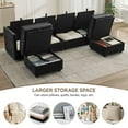 thumbnail image 2 of WUTUTUEE Cloud Modular 4-Seater Sofa with 2 Storage Ottomans, Modern Upholstered Chenille U-Shape Sectional Sofa with Armrests for Living Room, Black, 2 of 8