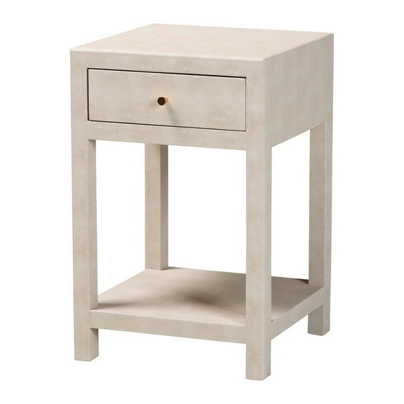 Baxton Studio Dansby Modern Beige Faux Shagreen 1-Drawer End Table