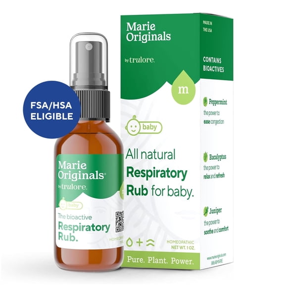 Marie Originals Natural Baby Chest Rub Spray with Soothing Eucalyptus, Gentle Vapor Rub Alternative, 1 oz