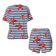 thumbnail image 5 of Lsque Starfish Navy Blue Stripe Women's Short-Sleeved Pajama Set - 2 Piece Soft and Lightweight Sleepwear Set-Large, 5 of 9