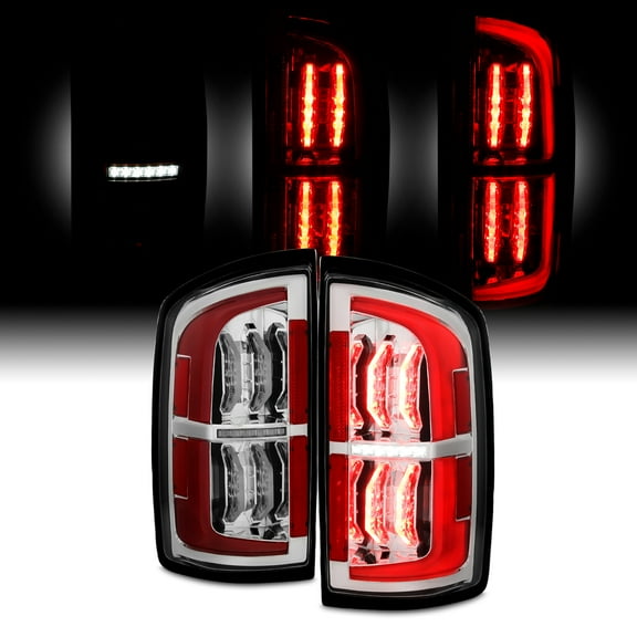 AKKON - Fits 2007-2008 Dodge Ram 1500 07-09 Ram 2500 3500 Pickup LED Chrome Tail Lights Brake Lamp Pair Driver Passenger