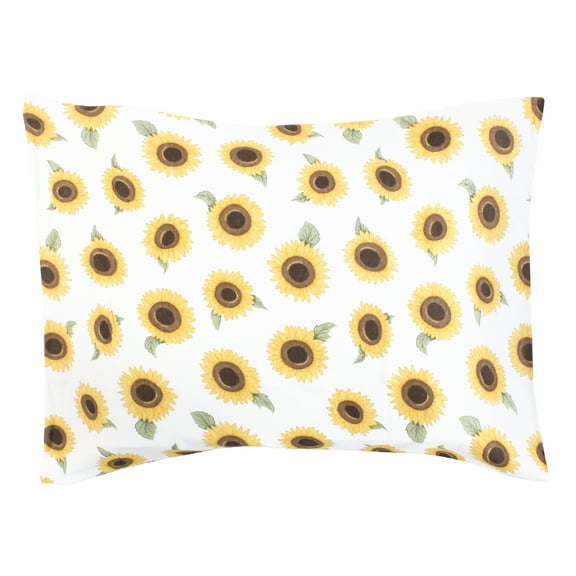 Hudson Baby Infant Girl Cotton Toddler Pillow Case, Sunflower, One Size