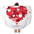 thumbnail image 1 of JSDART 60 Pouces Rond Plage Serviette Couverture Modèle Rouge Amour Coeurs Volant Ruban Valentine Brillant Célébration Voyage Cercle Serviettes Circulaire Tapis Tapis Plage Jeter, 1 of 2
