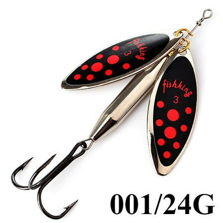 24g Long Cast Fishing Lure Double Spinner Bait Artificial Hard Spoon Slice Metal Lures for Pike Fishing Fishing Tackle