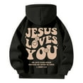 thumbnail image 5 of Jesus Print Hoodies for Women Long Sleeve Hooded Sweatshirt Fall Casual Pullover, 5 of 6
