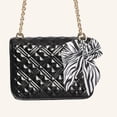 thumbnail image 2 of Unique Bargains 1 Pc Trendy Double Layer Bow Handbag Charm Bag Accessories Black White, 2 of 5