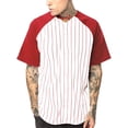 thumbnail image 1 of Ma Croix Men's Premium Pinstripe Baseball Tee Button Down Raglan Short Sleeve Jersey, 1 of 7