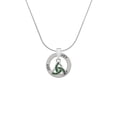 thumbnail image 2 of Delight Jewelry Silvertone Small 2-D Green Trinity Knot Joy Ring Charm Necklace, 18", 2 of 4