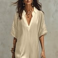 thumbnail image 4 of Tumotour Summer Tank Dress For Women'S V-Neck Short Sleeve T-Shirt Dress Straight-Line Dress, 4 of 8
