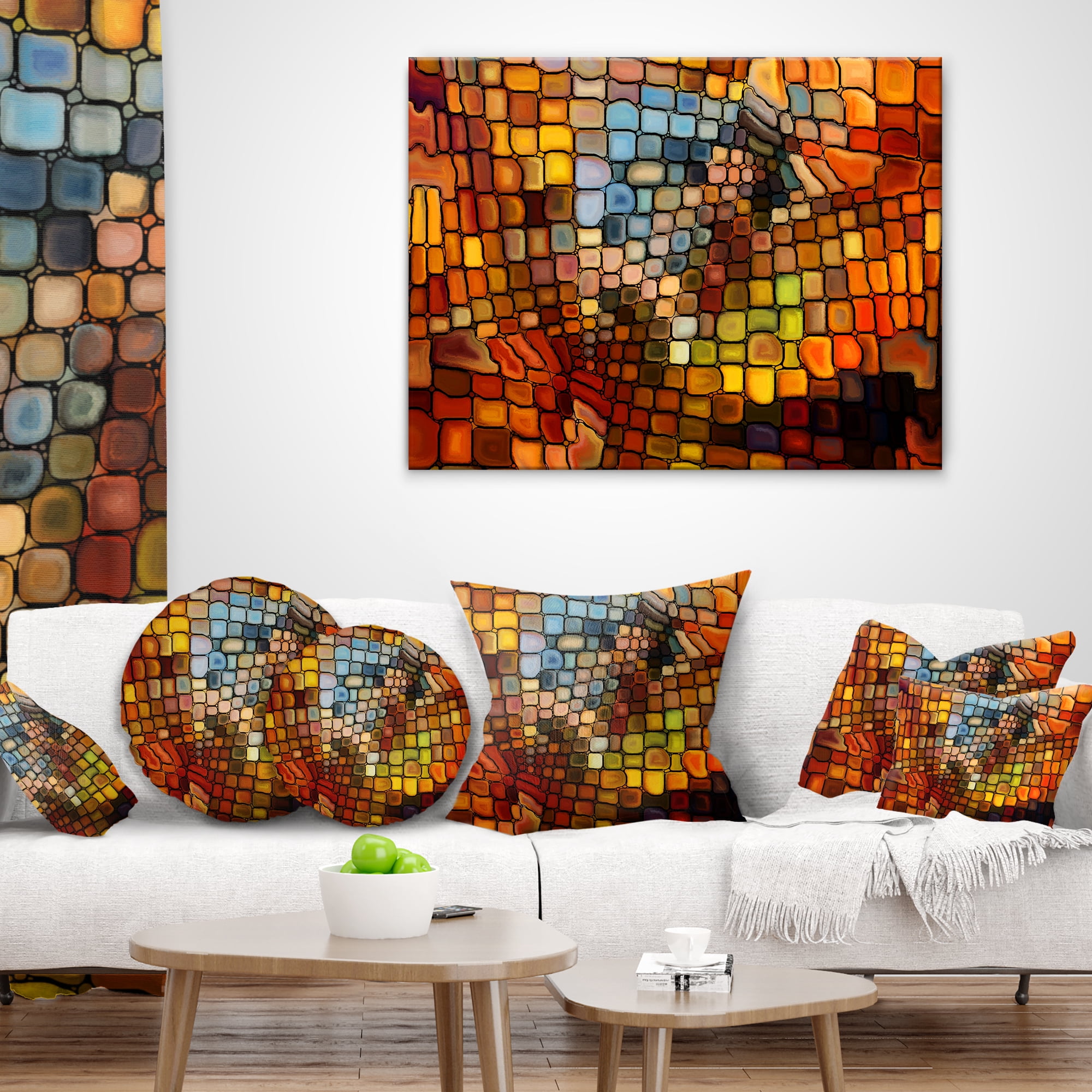 Designart Dreaming of Stained Glass - Abstract Throw Pillow - 18x18