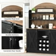 thumbnail image 5 of DreamCurship Farmhouse Coffee Bar Cabinet, 67" Kitchen Hutch with 2-Tier Open Shelves, Coffee Bar with 9 Racks, Black, 5 of 7