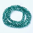 thumbnail image 2 of Electroplate Glass Beads Strands Pearl Luster Plated Faceted Rondelle Dark Cyan 3.5~3.8x3mm Hole: 0.4mm about 113~115pcs/strand 32~33cm, 2 of 3