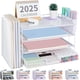 thumbnail image 1 of Organizador de escritorio OPNICE de 4 niveles con cajón y 2 soportes para bolígrafos, color blanco, 1 of 7