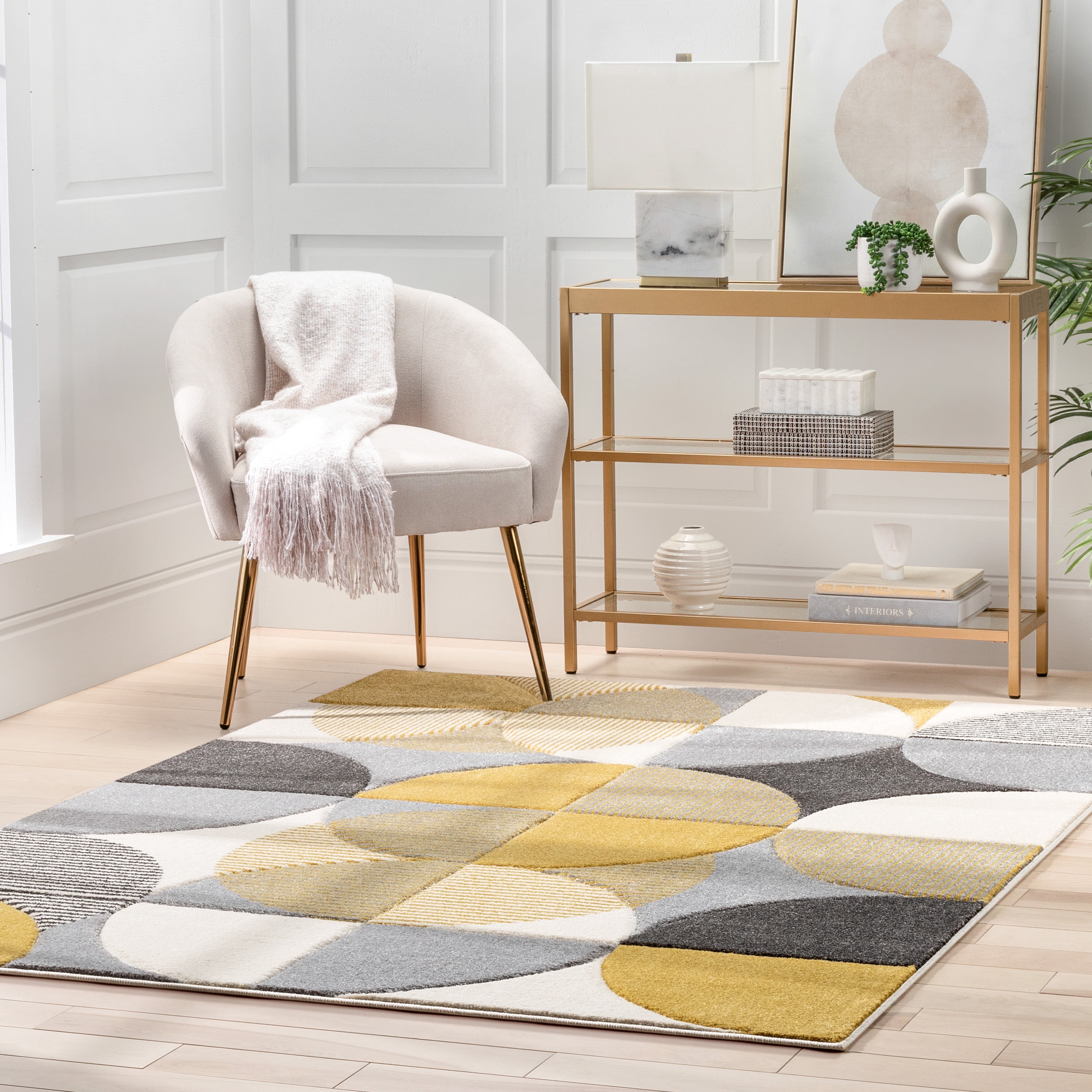 Well Woven Astrid Geometric Area Rug, 7.83' x 9.83', Dramatic High-Low Pattern, Easily Matchable Color Palette, Wood Floor Safe Backing
