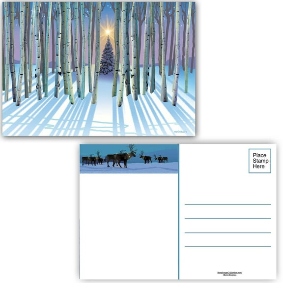 Christmas Tree in the Forest Christmas Postcard - 40 Holiday Postcards - 17118